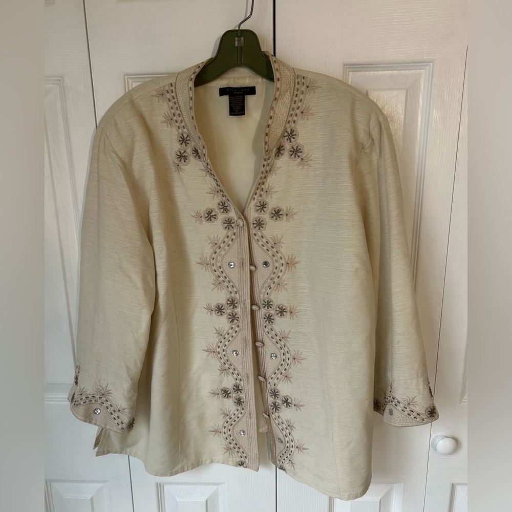 SILKLAND Beige Embroidered Jacket